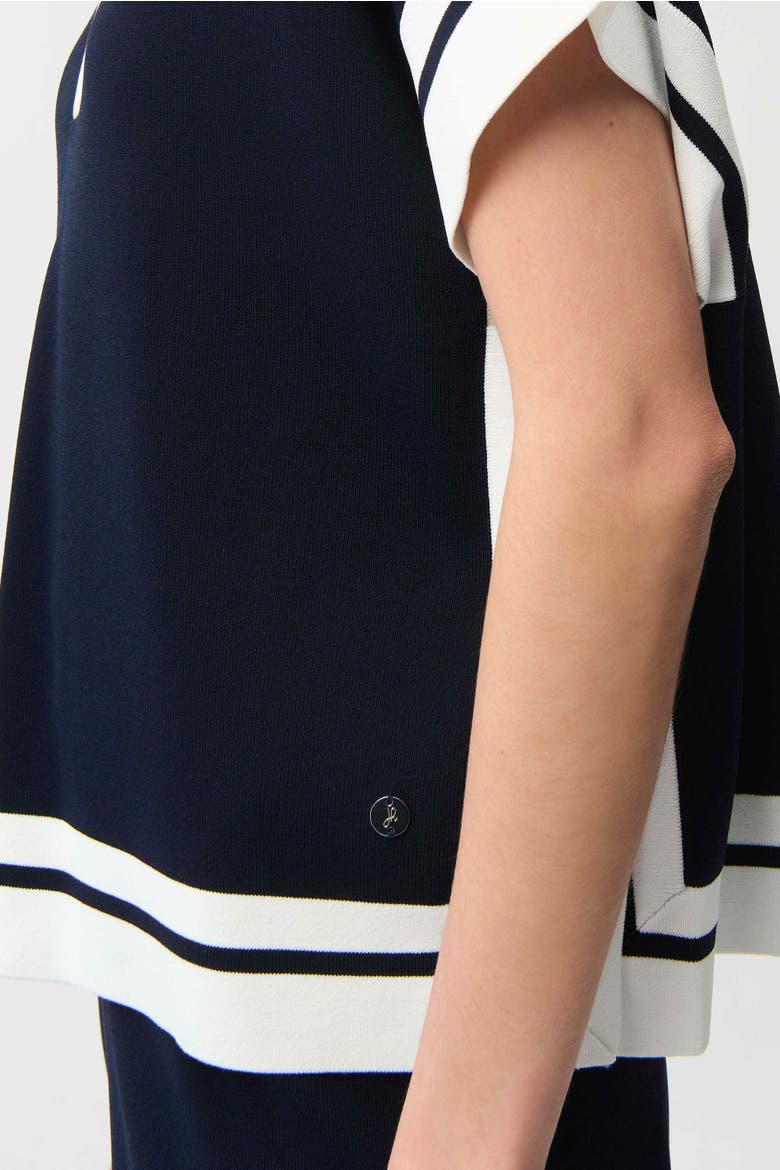Viscose Blend Boxy Sweater With Stripe Detail, Alternate, color, Midnight Blue/Vanilla