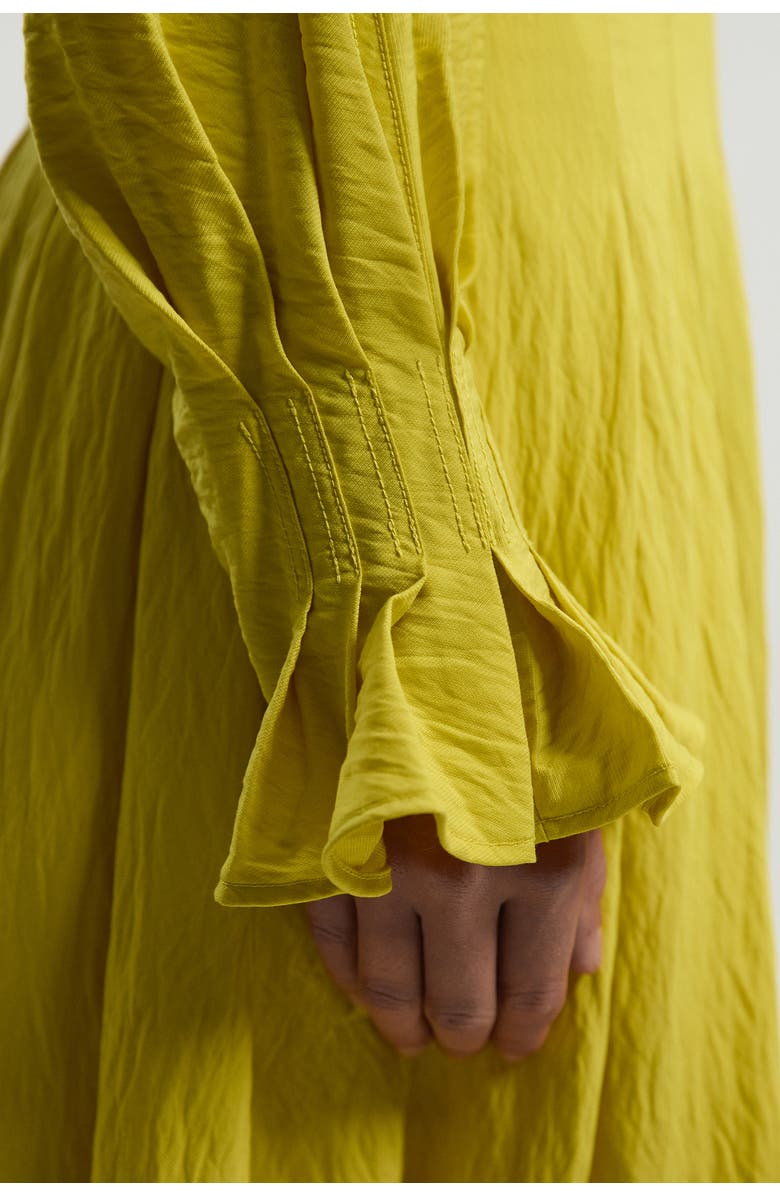 Karen Millen Pleated Neck Tie Detail Woven Maxi Dress, Alternate, color, Chartreuse