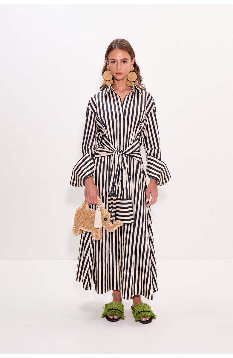 SIMONMILLER Inna Poplin Maxi Dress, Alternate, color, Black/White Stripe