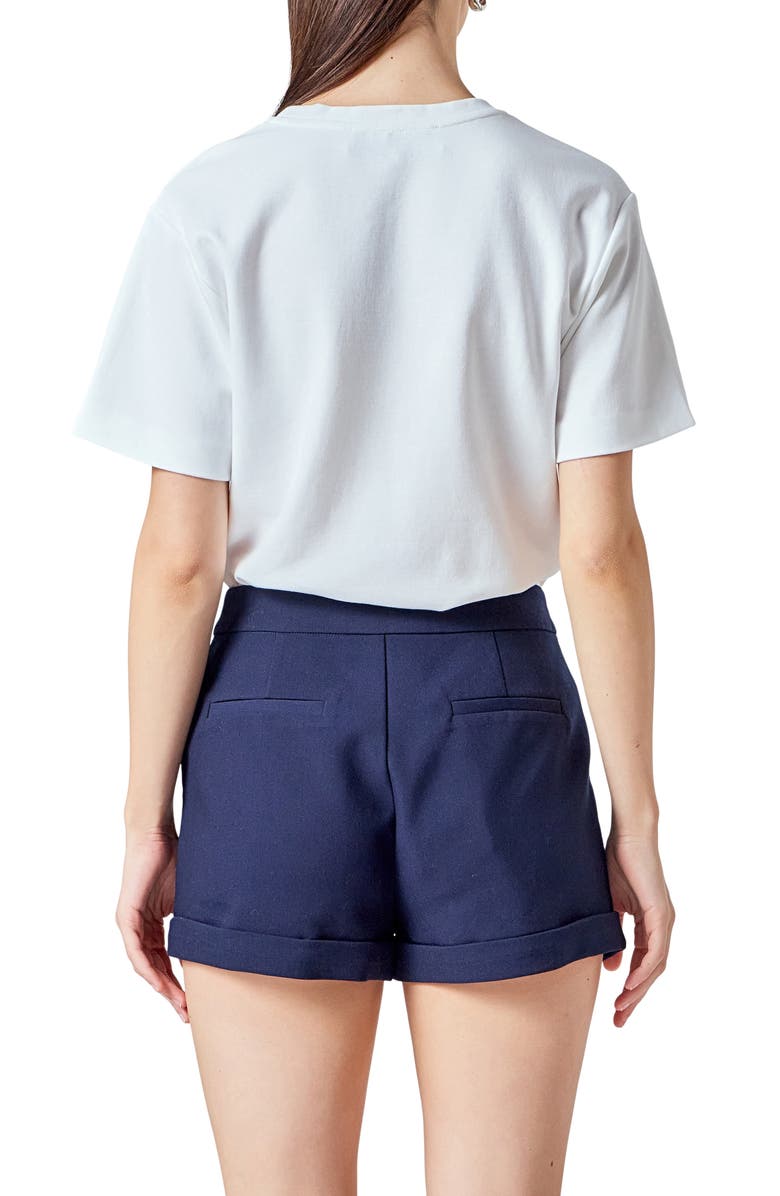 Endless Rose Rhinestone Trim Heart Cutout Relaxed Fit T-Shirt, Alternate, color, White