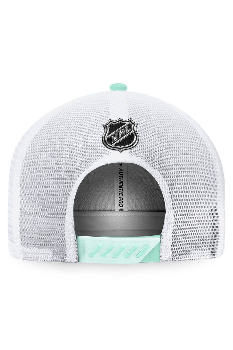 Men's Fanatics Branded Navy/White Seattle Kraken 2022 NHL Draft Authentic Pro On Stage Trucker Adjustable Hat, Alternate, color, Navy