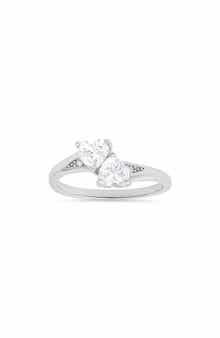 Queen Jewels Sterling Silver Double Heart Cubic Zirconia Ring