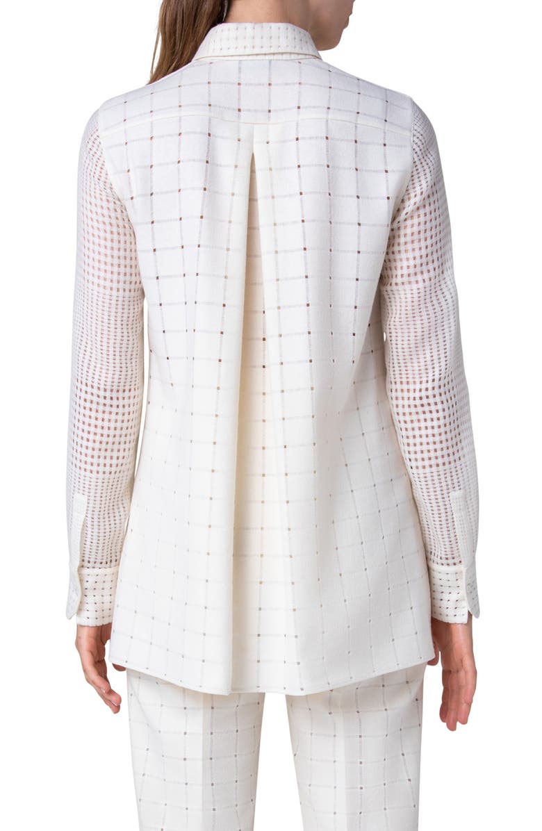 Akris Patchwork Check Wool Blend Tunic Blouse, Alternate, color,