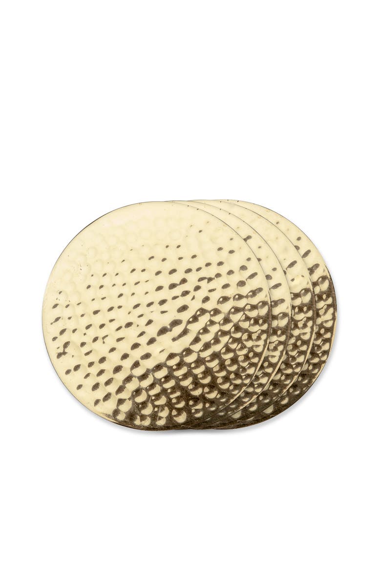 Viski Hammered Coasters in Brass Set of 4, Main, color, Gold