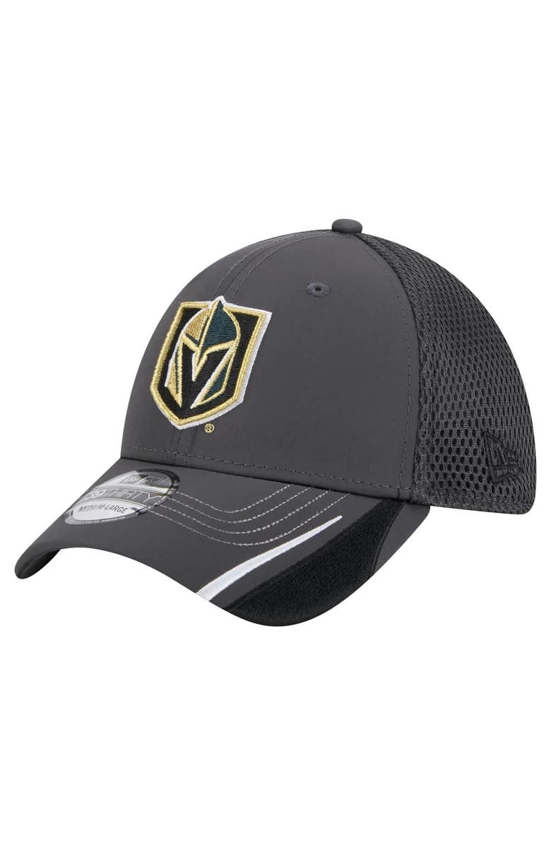 New Era Men's New Era Gray Vegas Golden Knights Linear Featherweight 39THIRTY Flex Hat, Main, color,
