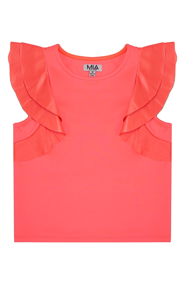 MIA New York Kids' Flutter Sleeve Top, Main, color, Coral