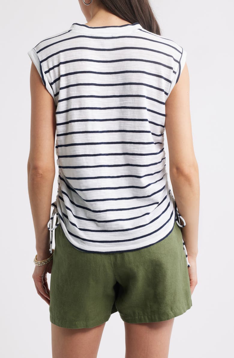 Caslon<sup>®</sup> Ruched Tank, Alternate, color, White- Navy Blazer Jana Stripe