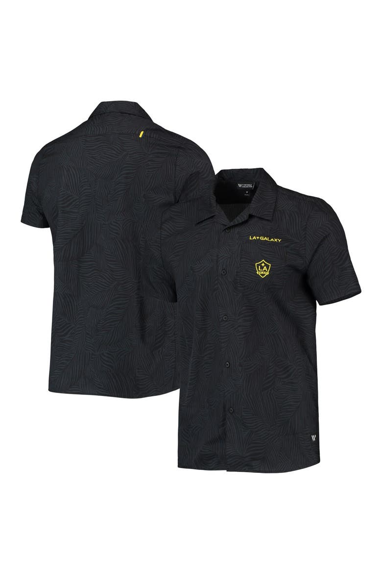 Men's The Wild Collective Black LA Galaxy Abstract Palm Button-Up Shirts, Main, color, Black