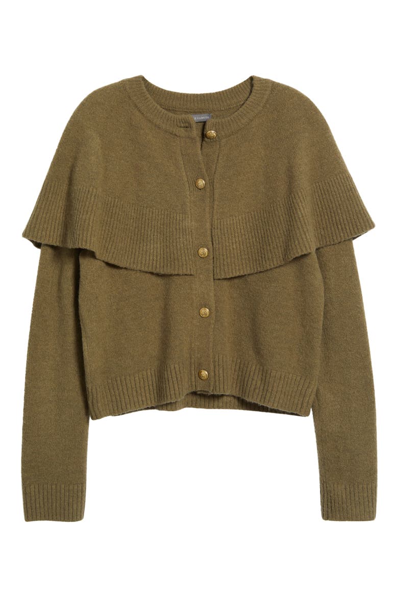 Cape Detail Cardigan, Alternate, color, BURNT OLIVE