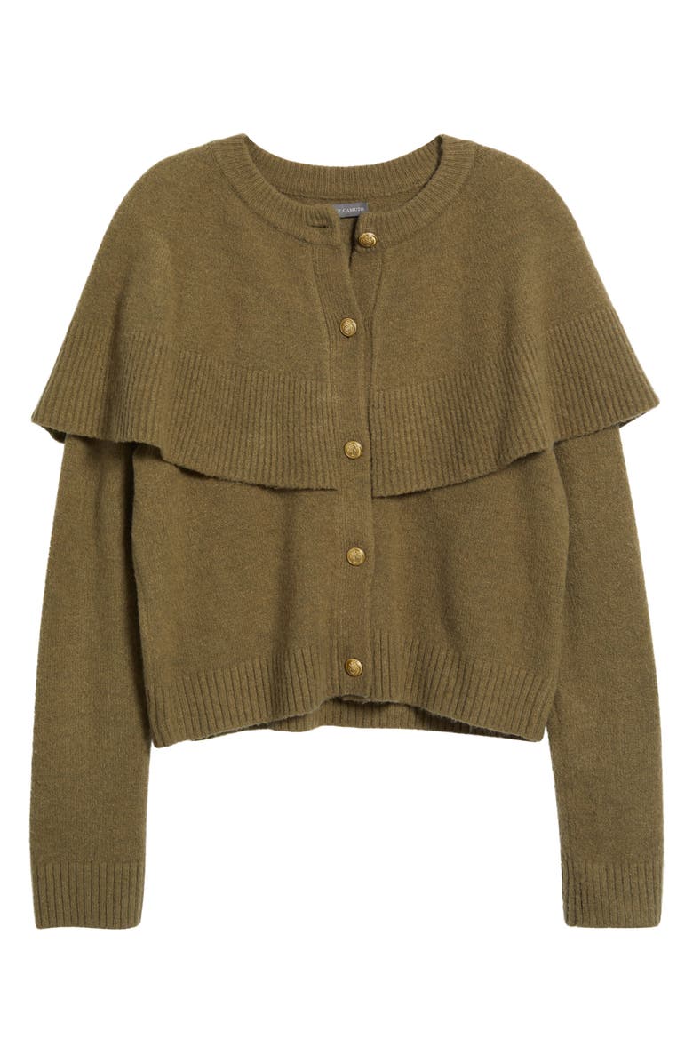 Vince Camuto Cape Detail Cardigan, Alternate, color, Burnt Olive