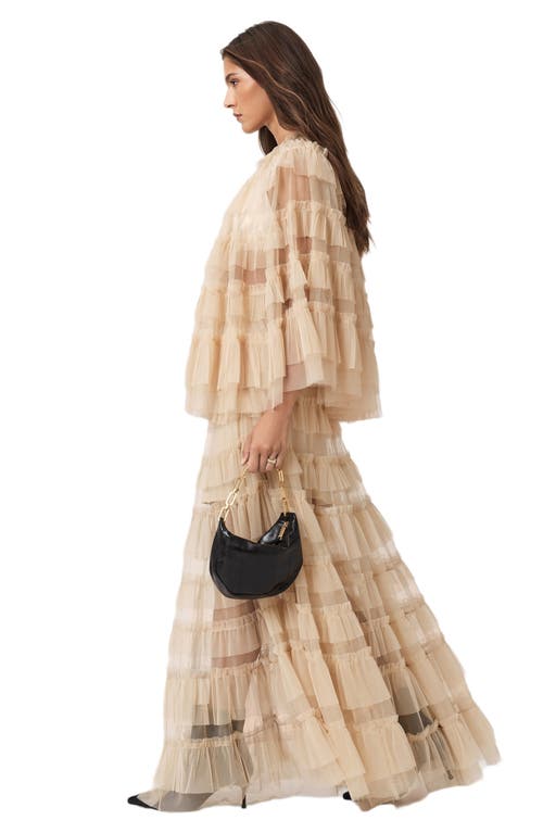 Allsaints Aude Tiered Tulle Ruffle Maxi Skirt In Neutral