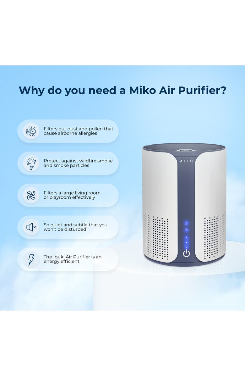 MIKO Ibuki True HEPA Air Purifier with Auto Mode and Diffuser, Alternate, color, White