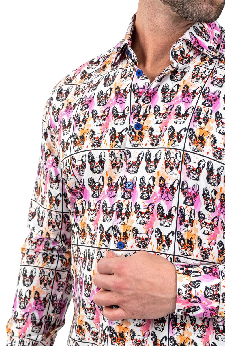 Maceoo Fibonacci Frenchienerd Contemporary Fit Button-Up Shirt, Alternate, color, White