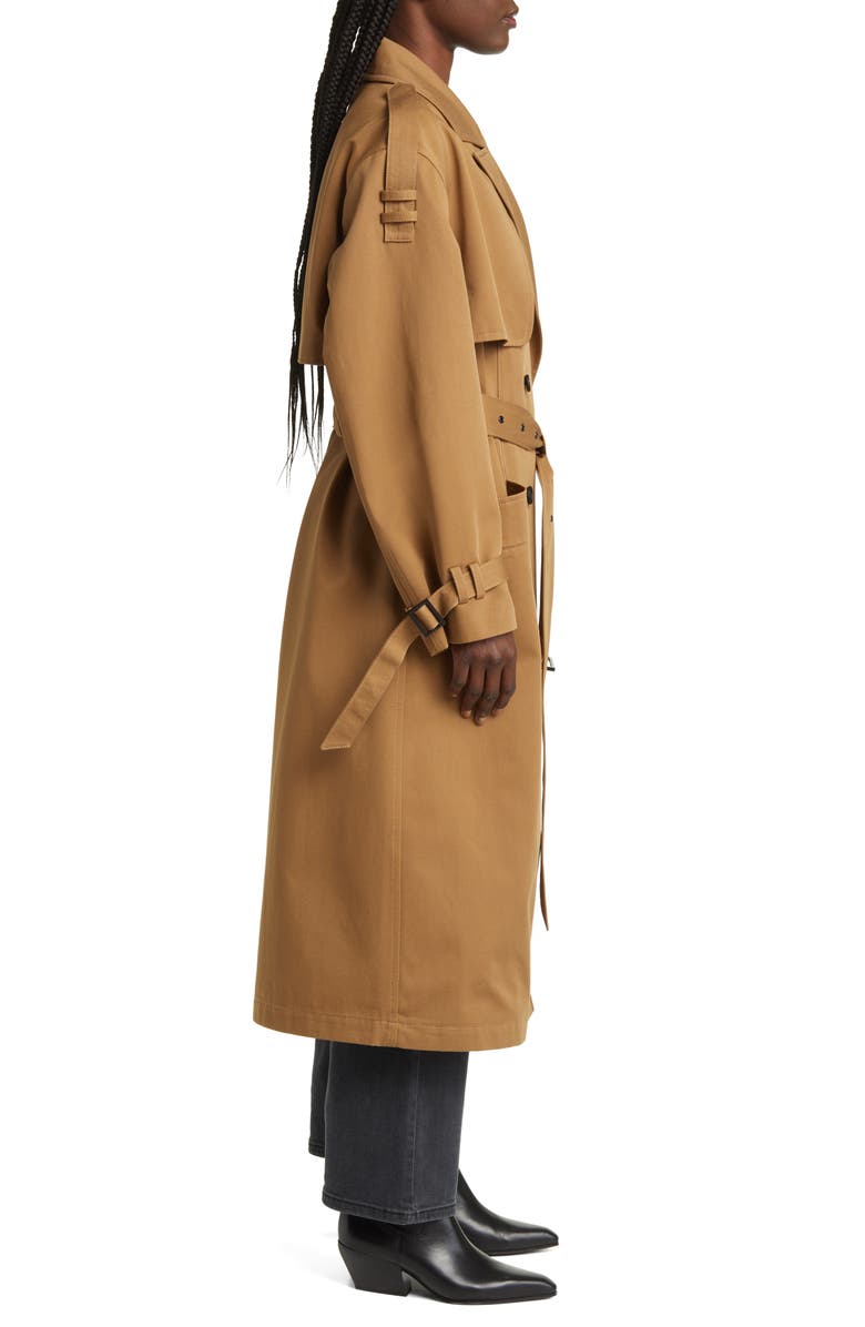 AllSaints Wyatt Cotton Trench Coat, Alternate, color, Brown