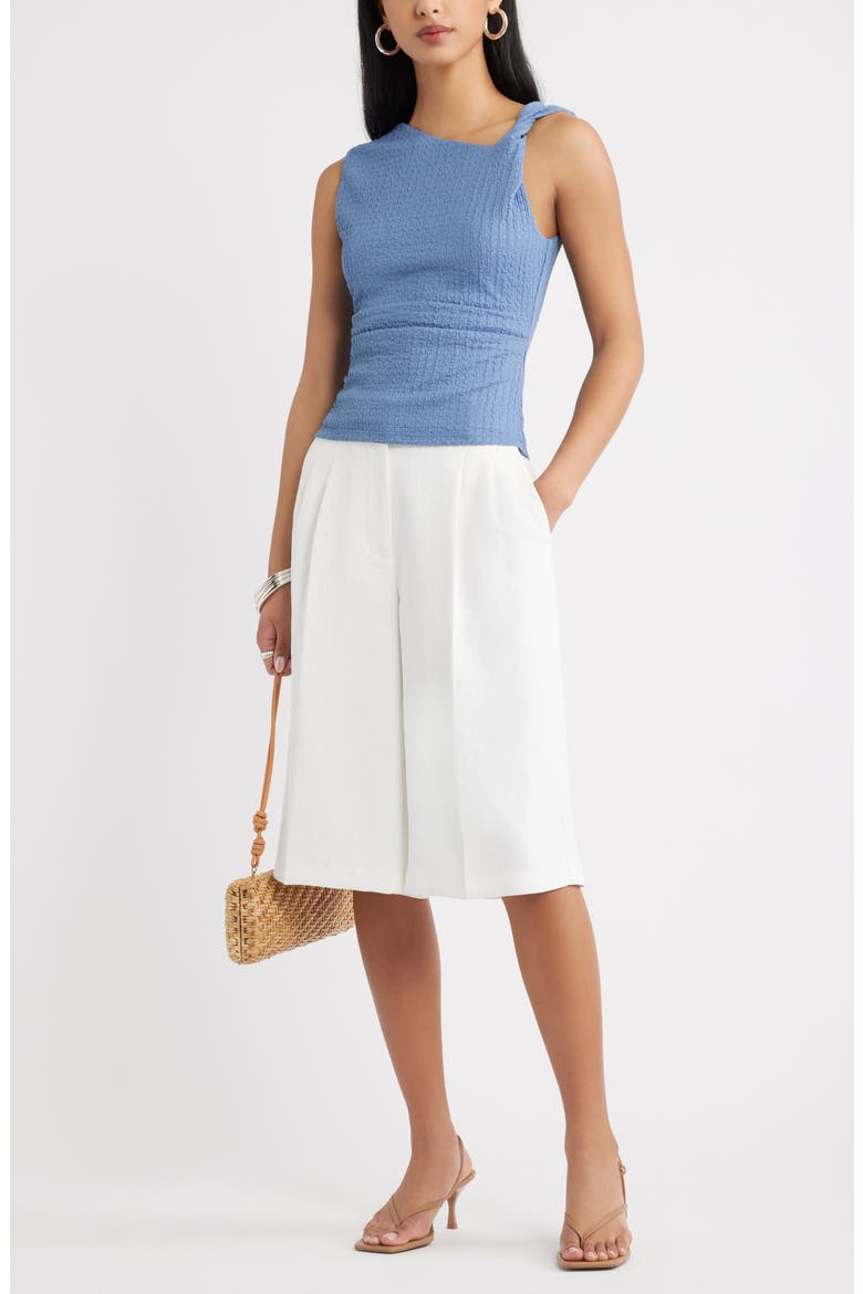 Twisted Shoulder Textured Tank, Alternate, color, BLUE UMBRA