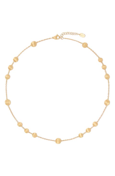 18K Yellow Gold Bead Station Necklace