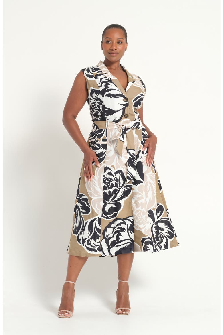 Johanna Linen Blend Midi Dress, Alternate, color, PETAL MOSS