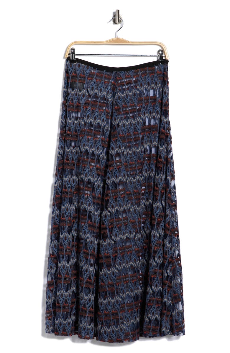 Longchamp Print Maxi Skirt, Main, color, Navy