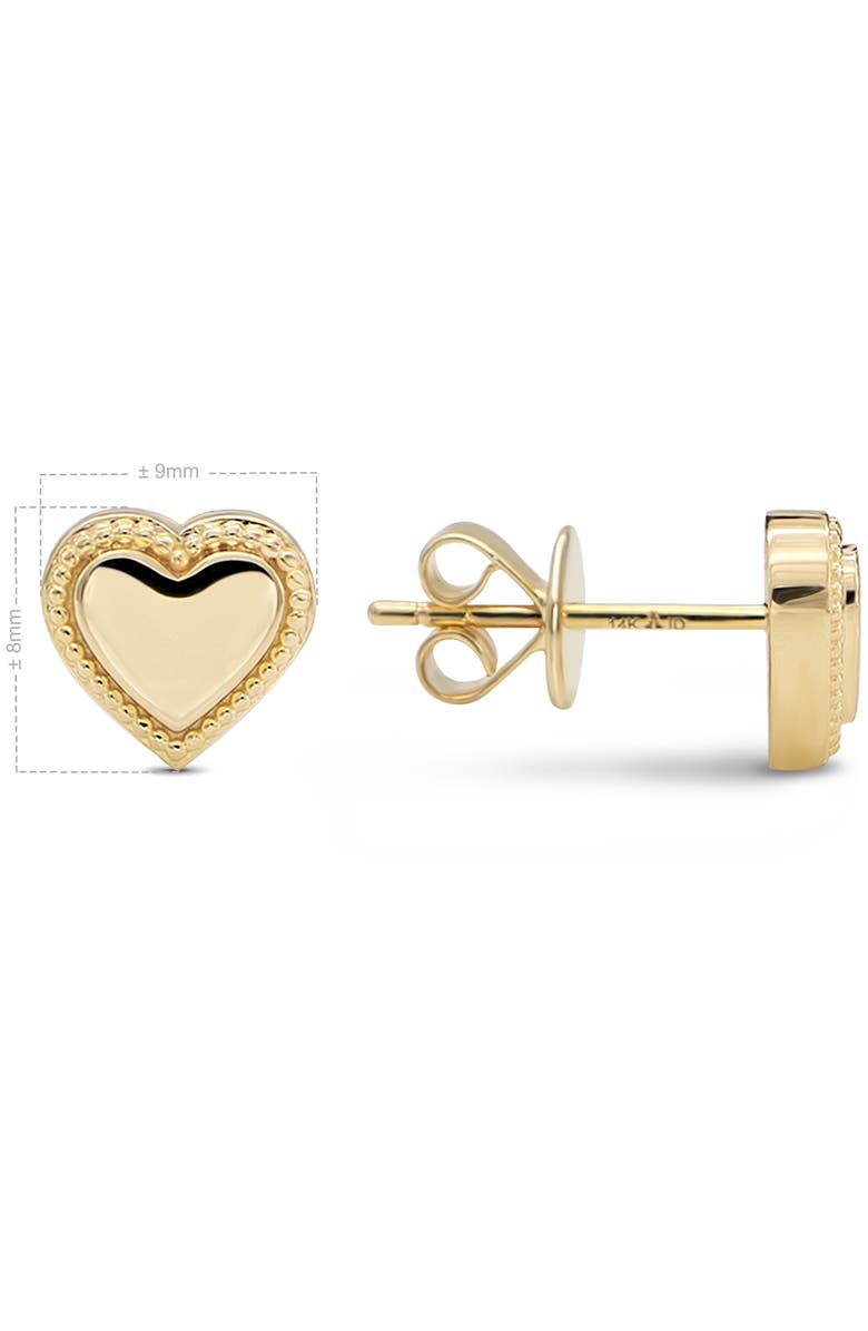 DEVATA Sweet Heart Stud Earrings in 14K Gold, Alternate, color, Yellow Gold