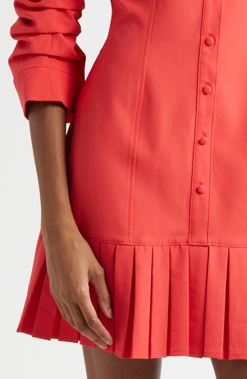 Cinq À Sept Lucilla Topstitched Pleated-hem Mini Shirtdress In Multi