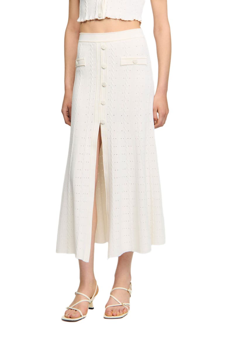 Pointelle knit midi skirt, Alternate, color, Ecru