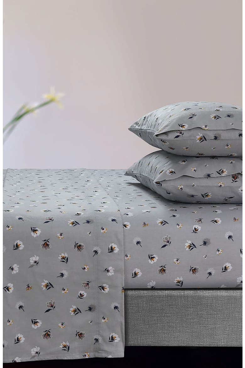 Floryn Cotton Flannel Sheet Set, Main, color, GREY