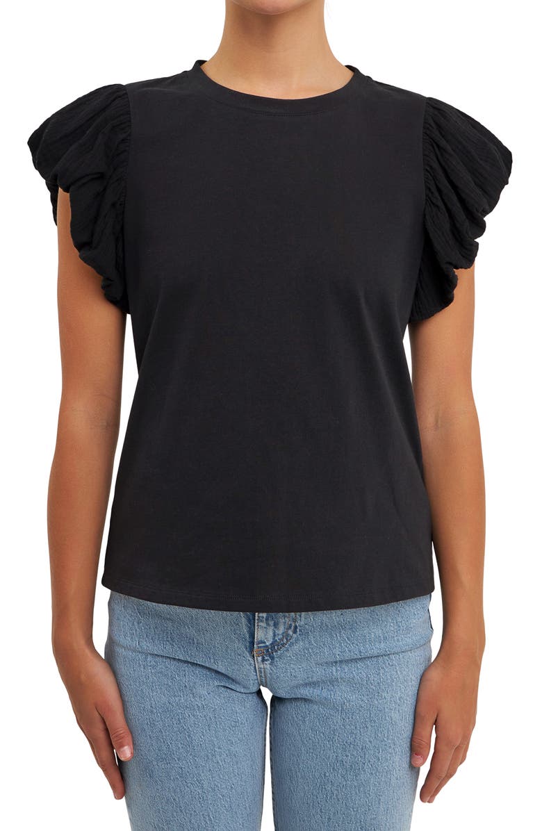 English Factory Puff Sleeve Shirt, Alternate, color, 