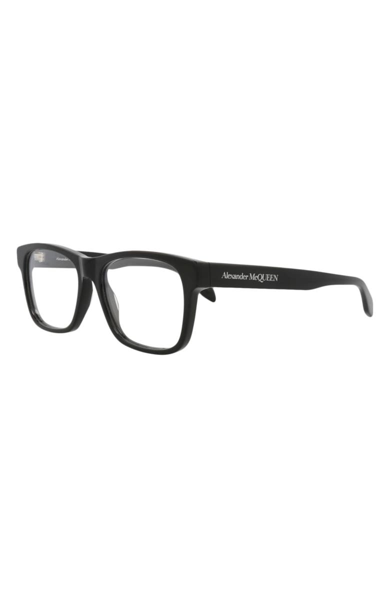 McQueen 55mm Square Optical Glasses, Alternate, color, Black Black Transparent