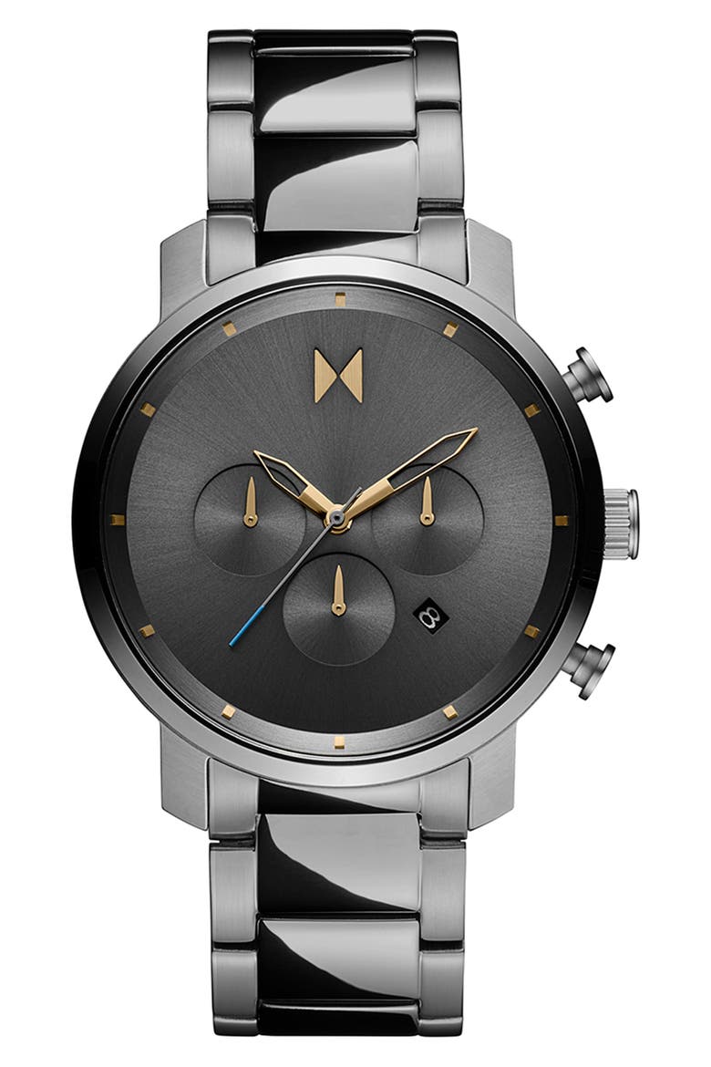 Chronograph Bracelet Watch, 45mm, Main, color, BLACK