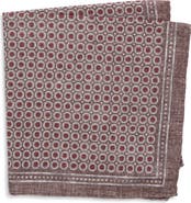 Eleventy Foulard Print Wool & Cotton Pocket Square
