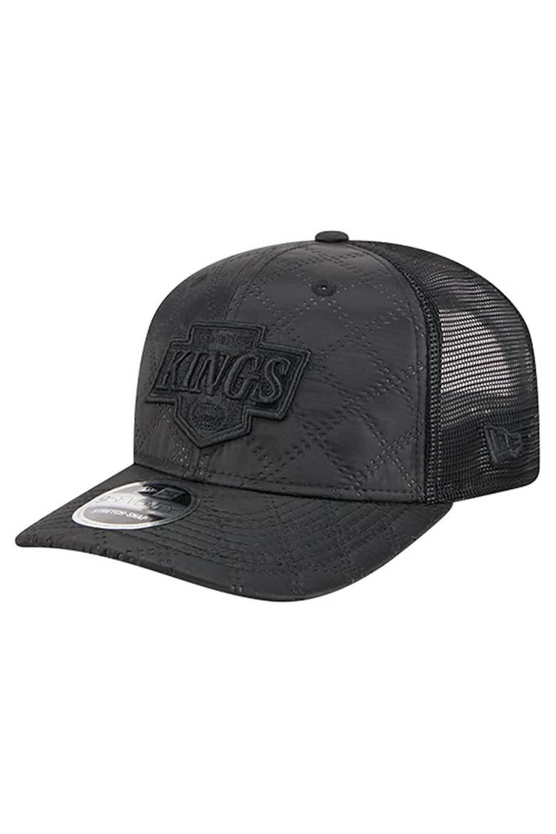 Men's New Era  Black Los Angeles Kings Quilted Nylon 9SEVENTY Adjustable Trucker Hat, Main, color, Black