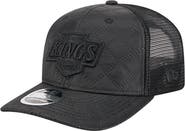 New Era Men's New Era  Black Los Angeles Kings Quilted Nylon 9SEVENTY Adjustable Trucker Hat