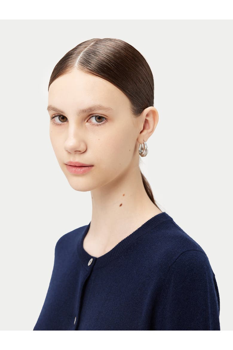 Essential Cashmere Crewneck Cardigan, Alternate, color, navy