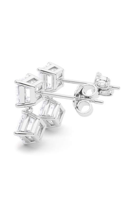 Hautecarat Lab Grown Diamond Twin Asscher Cut Drop Earrings
