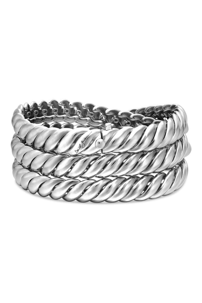 Sculpted Cable Triple Wrap Bracelet in Sterling Silver, Alternate, color, STERLING SILVER