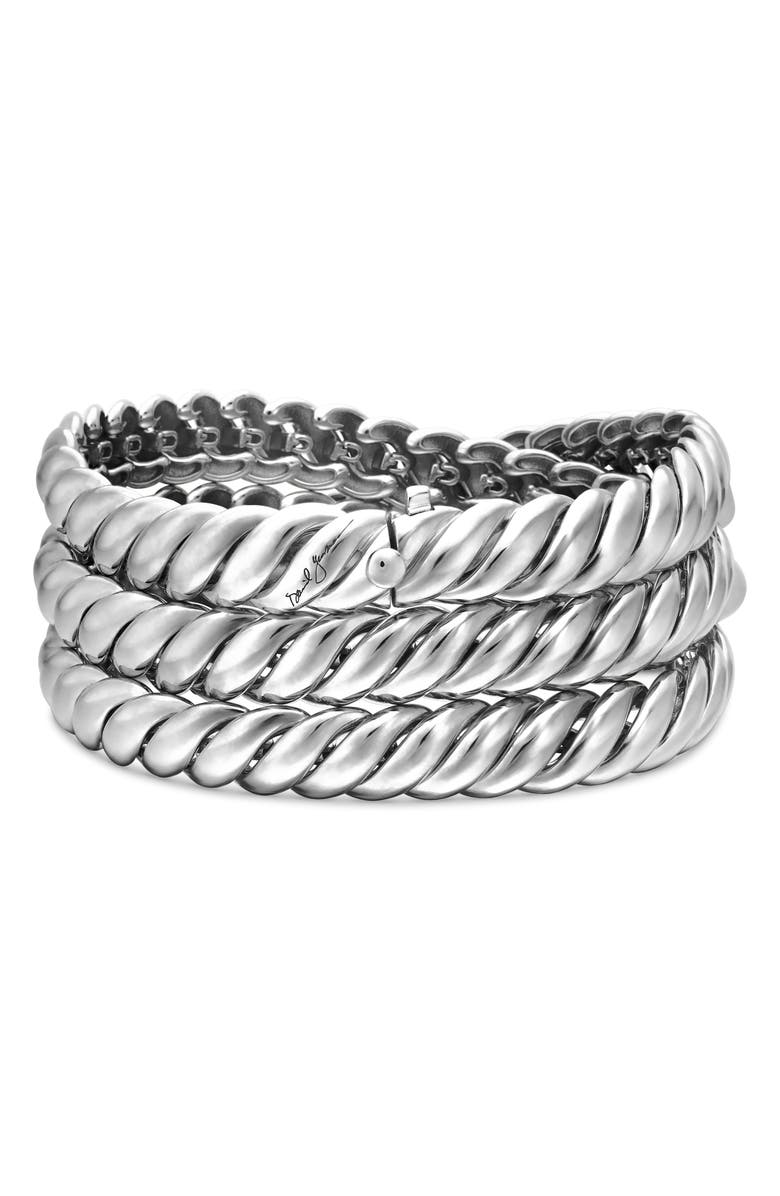 David Yurman Sculpted Cable Triple Wrap Bracelet in Sterling Silver, Alternate, color, Sterling Silver