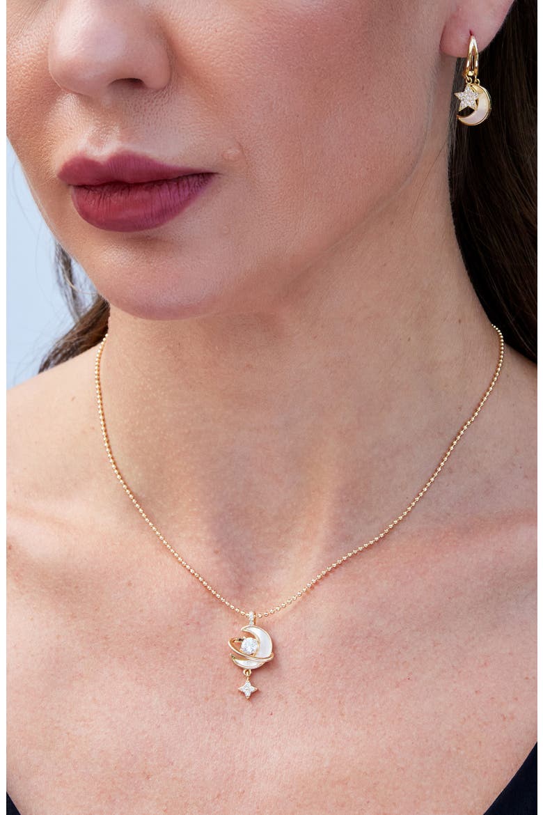 Celestial Mother of Pearl Pendant Necklace, Alternate, color, YELLOW