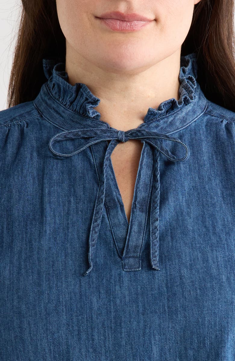 Caslon<sup>®</sup> Ruffle Chambray Top, Alternate, color, Dark Wash