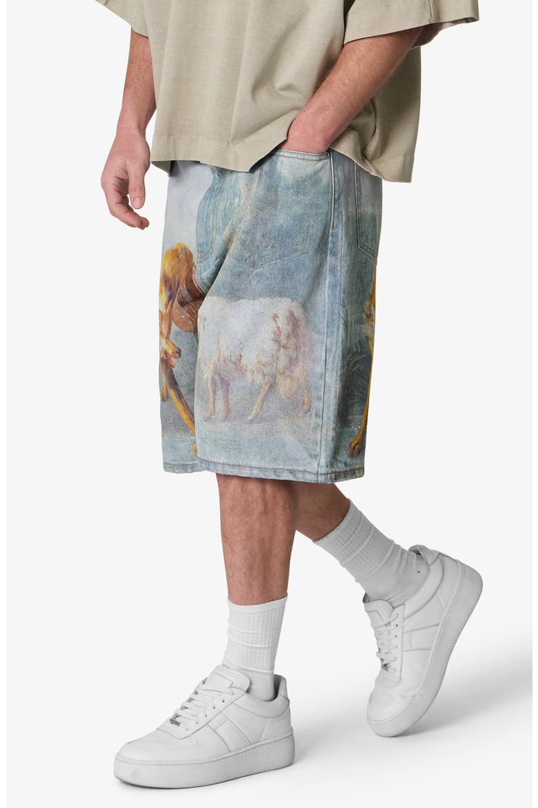 Sheep Hounded Denim Shorts, Alternate, color, BLUE MULTI