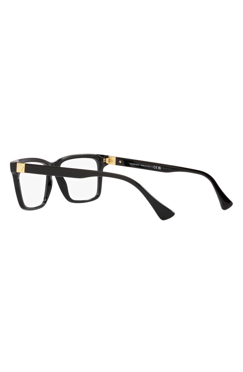 Versace 56mm Rectangular Optical Glasses, Alternate, color, Black