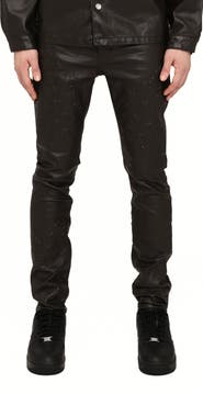PURPLE BRAND P001 Monogram Embossed Coated Skinny Jeans