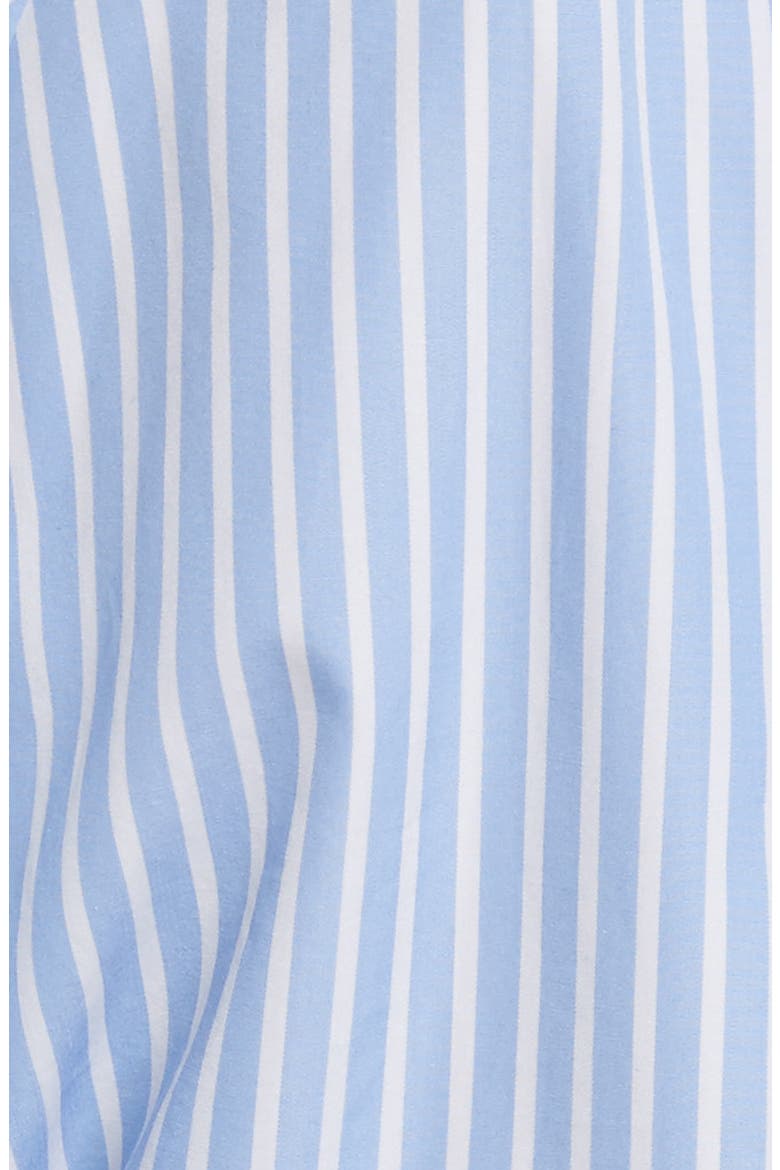 Diane von Furstenberg Keyhole Crop Cotton Blouse, Alternate, color, PALE BLUE/ WHITE WIDE STRIPE