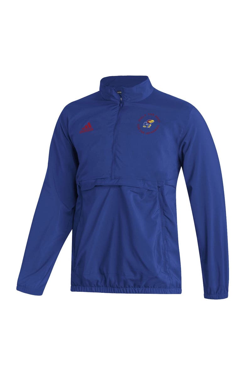 adidas Men's adidas Royal Kansas Jayhawks AEROREADY Half-Zip Jacket, Alternate, color, 