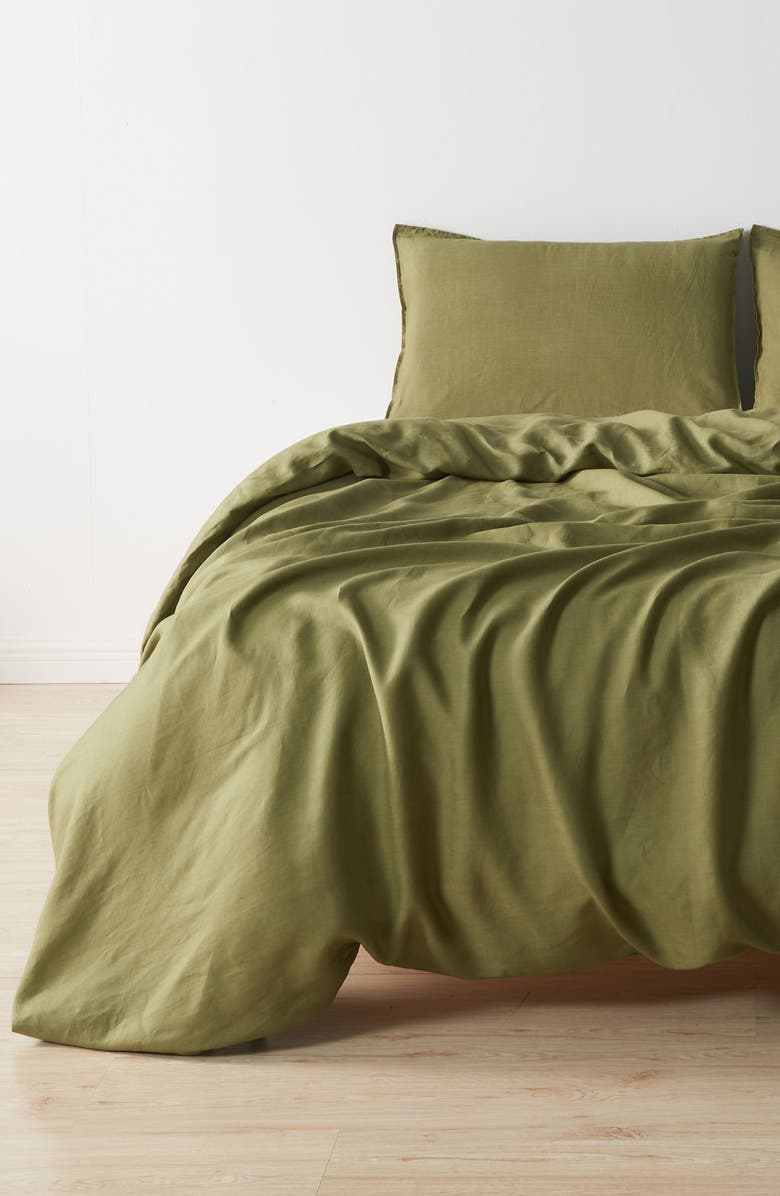 Verlee 2-Pack European Linen Shams, Alternate, color, Moss