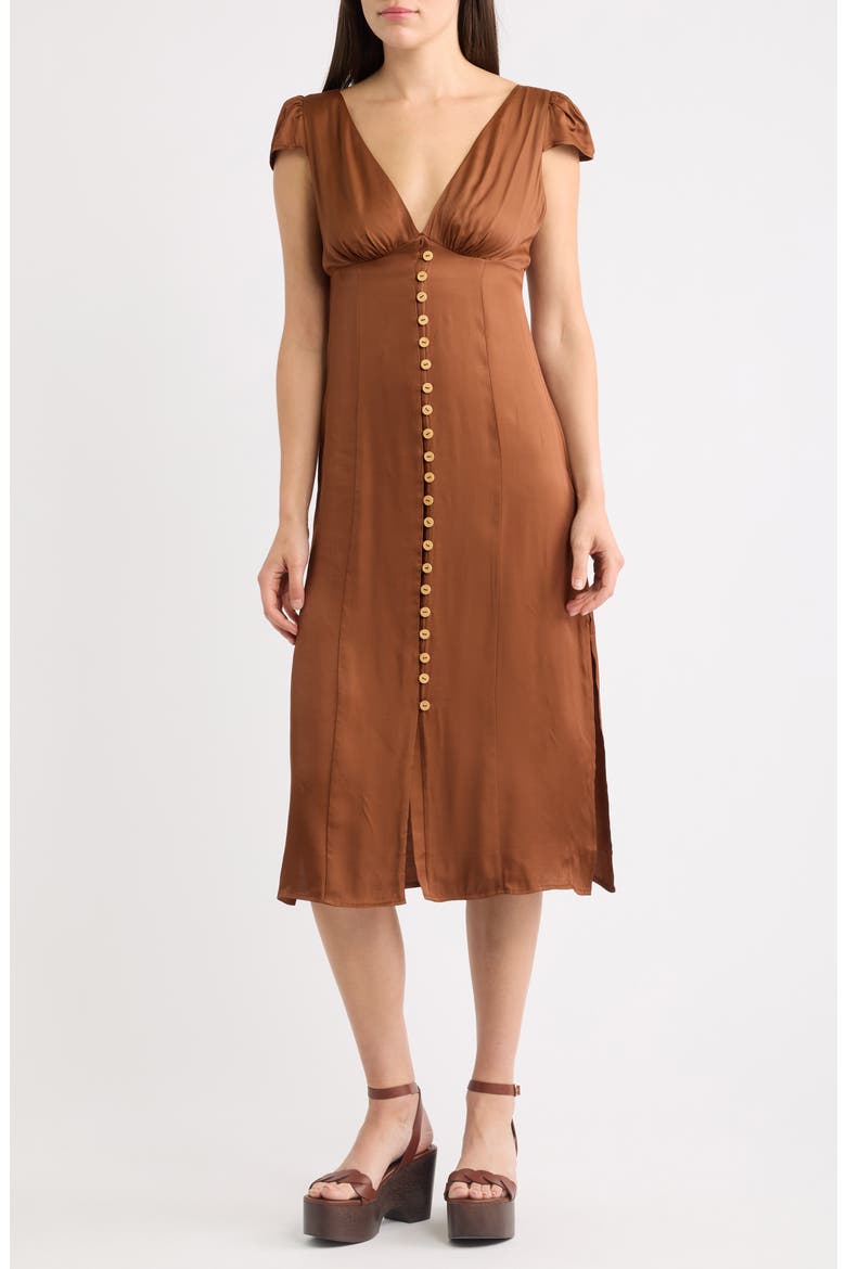 Rio Mixed Scarf Print Voile Dress, Main, color, BROWN