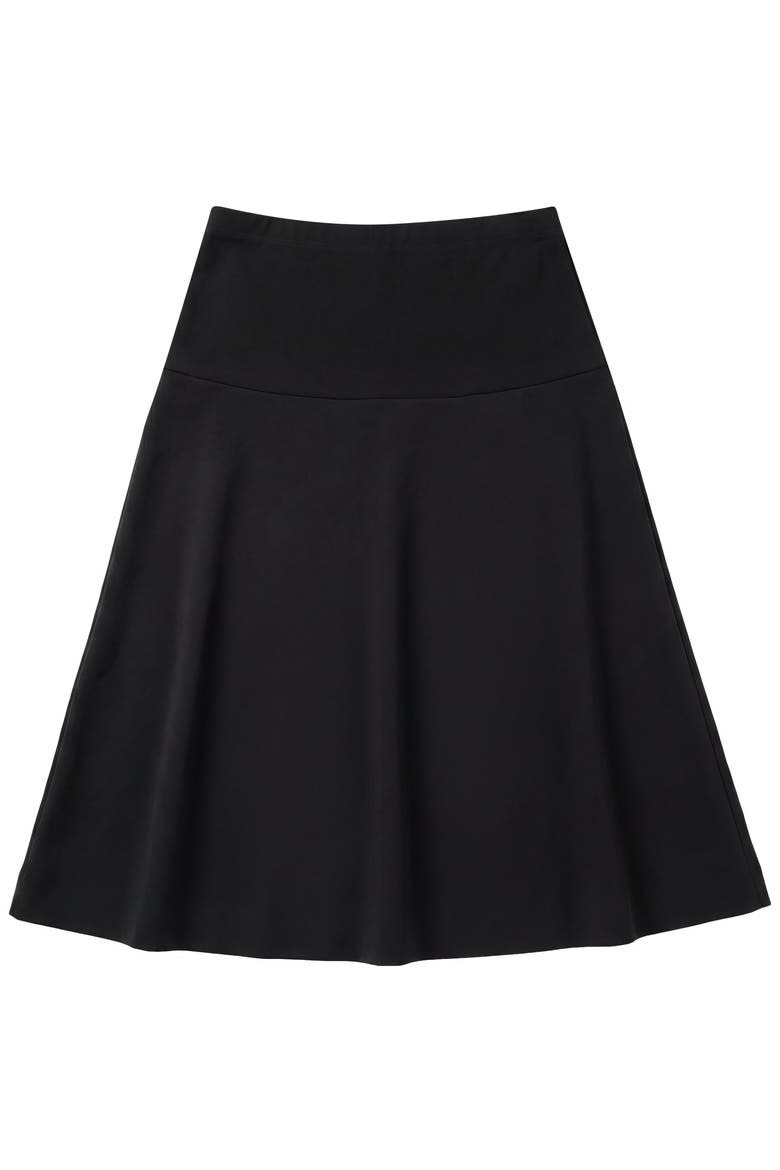 Ponte Special Wide Waistband Stretch Knit Flared Skirt, Main, color, Black