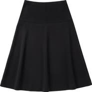 Touche Eclat Ponte Special Wide Waistband Stretch Knit Flared Skirt