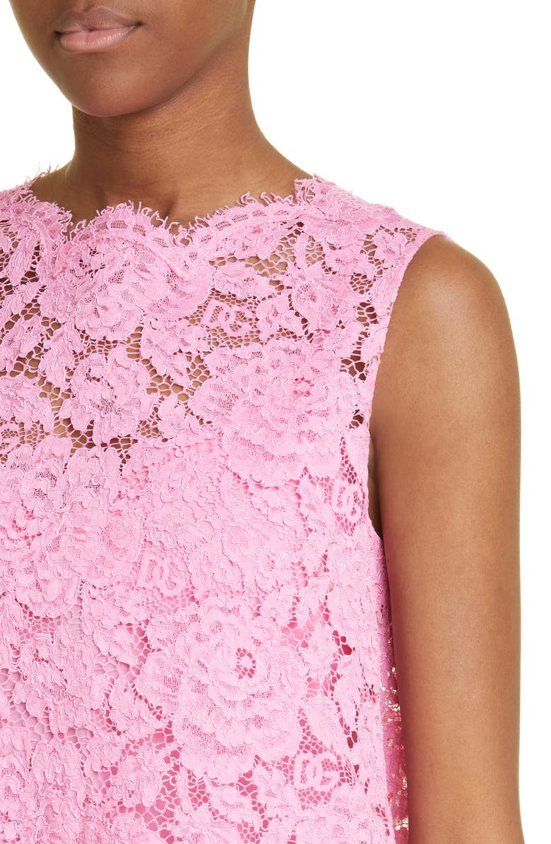 Dolce&Gabbana Branded Stretch Lace Top, Alternate, color, Bright Pink