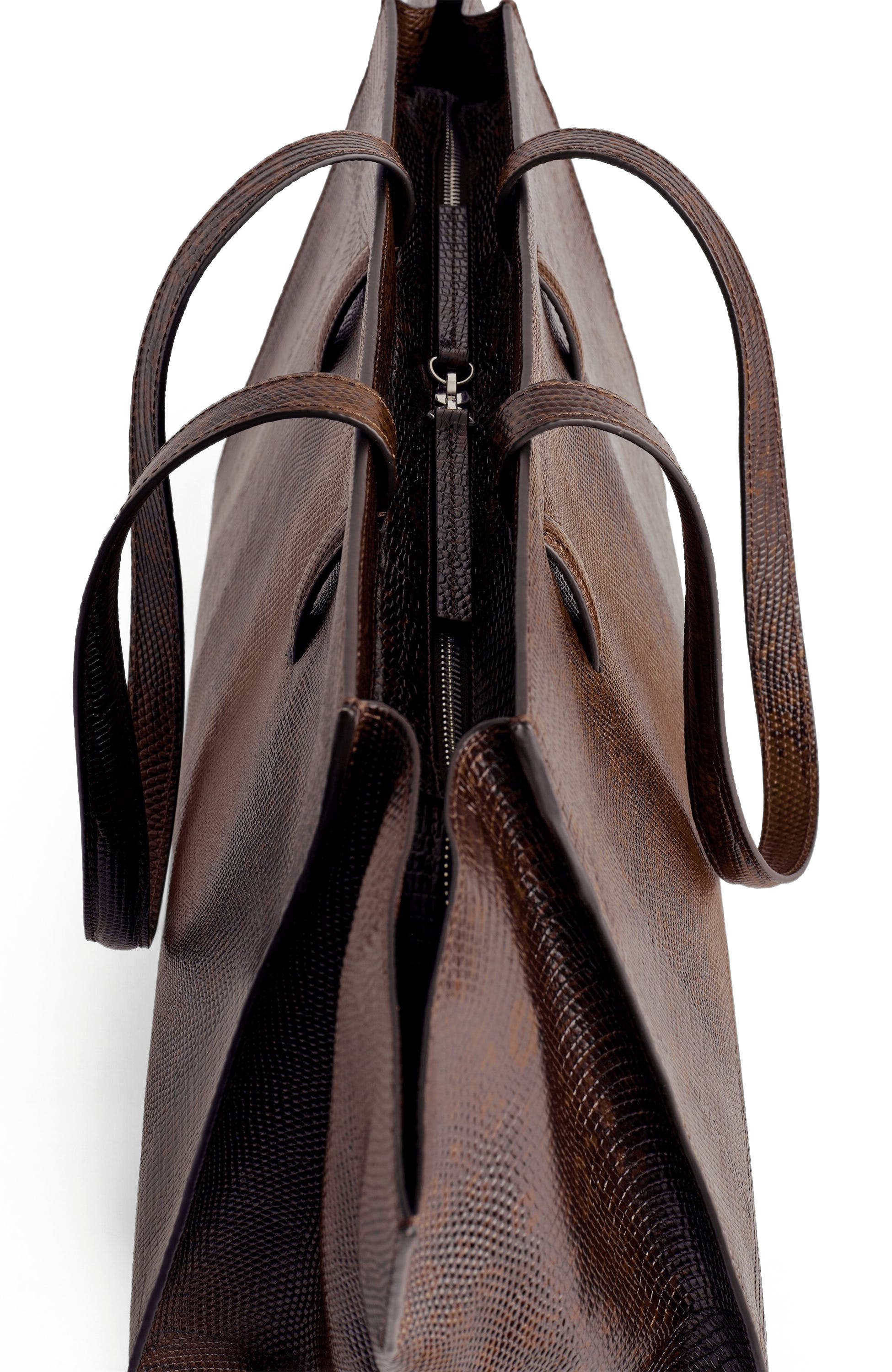 COS Monument Tote Bag - Leather, Alternate, color, Croc-Effect / Brown