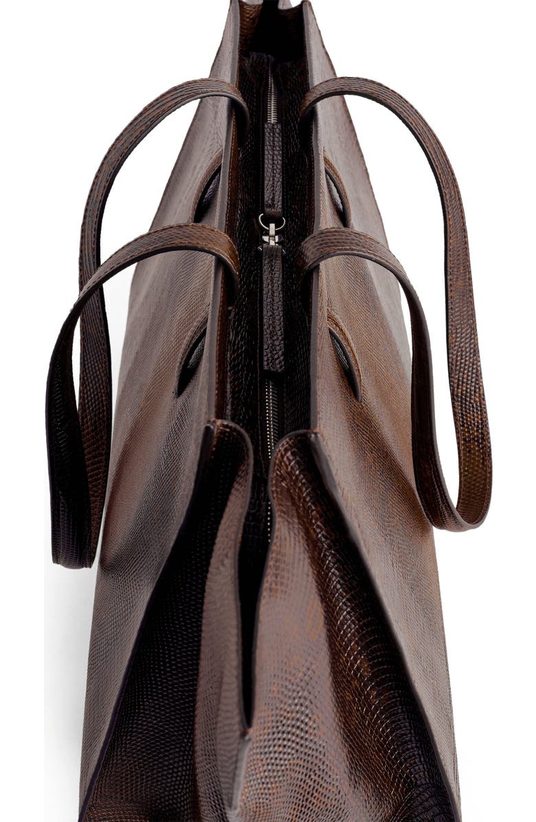 COS Monument Tote Bag - Leather, Alternate, color, Croc-Effect / Brown